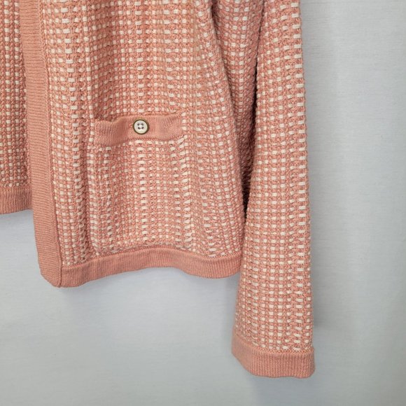 J. Crew Women's Small Cardigan Sweater Peach Open Front  Basketweave Knit - Picture 4 of 8